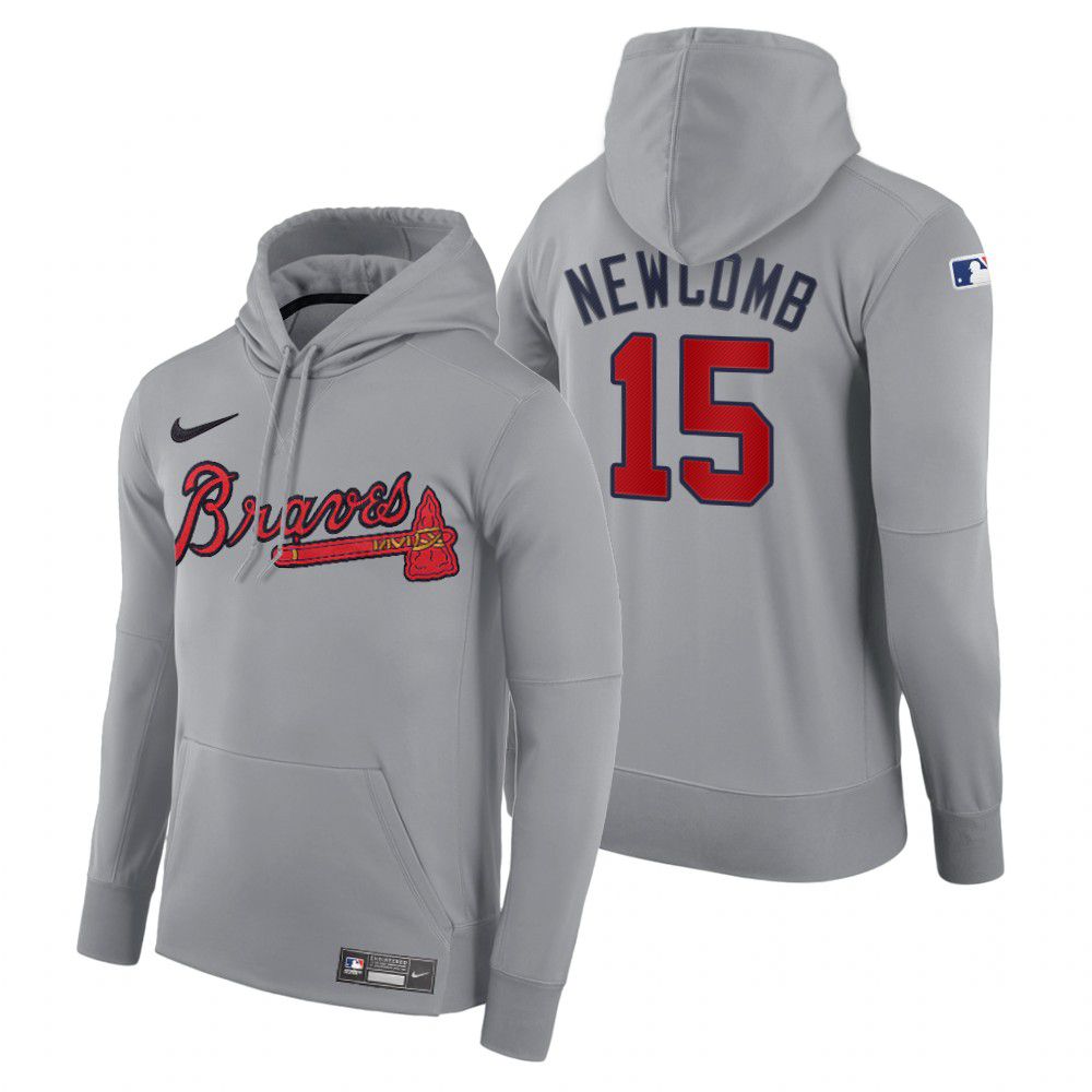 Men Atlanta Braves #15 Newcomb gray road hoodie 2021 MLB Nike Jerseys->atlanta braves->MLB Jersey